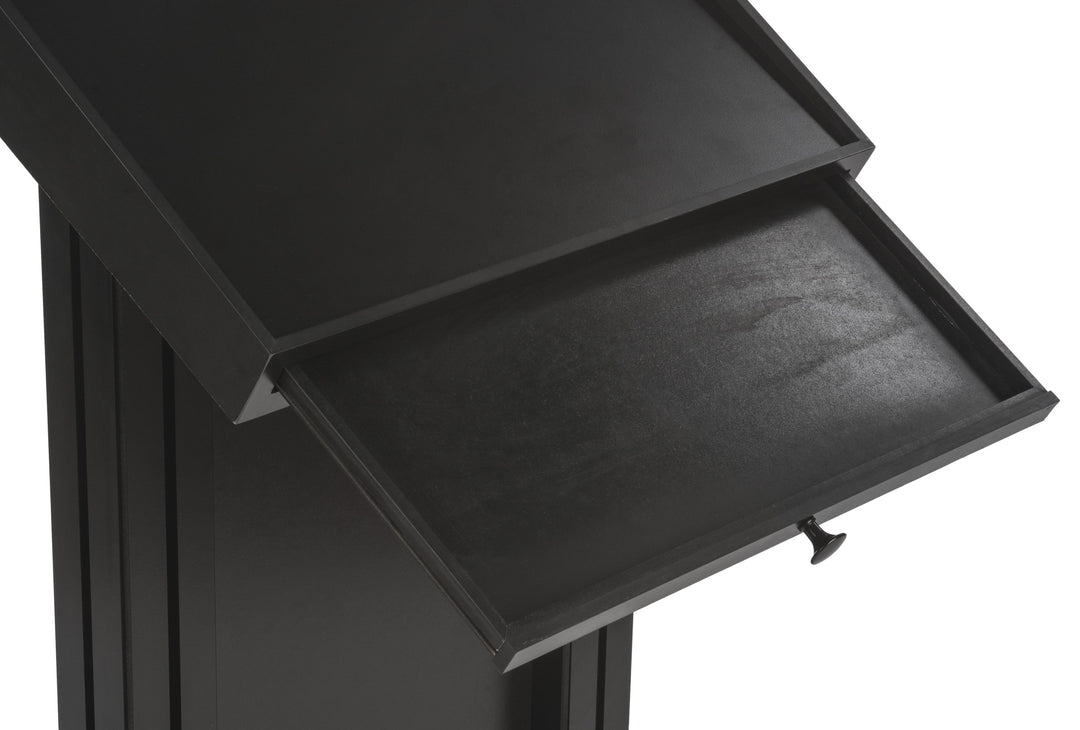 LED Lighted Lectern with Pull-Out Drawer, Black, pull-out drawer