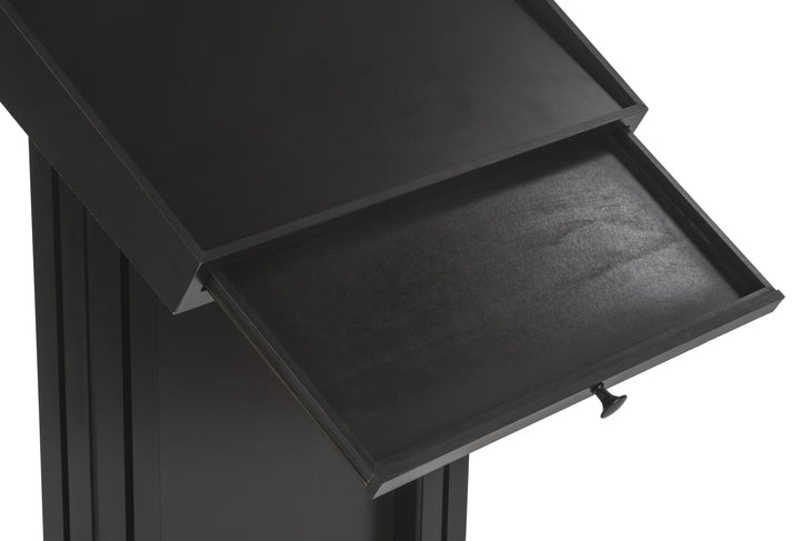 LED Lighted Lectern with Pull-Out Drawer, Black, pull-out drawer