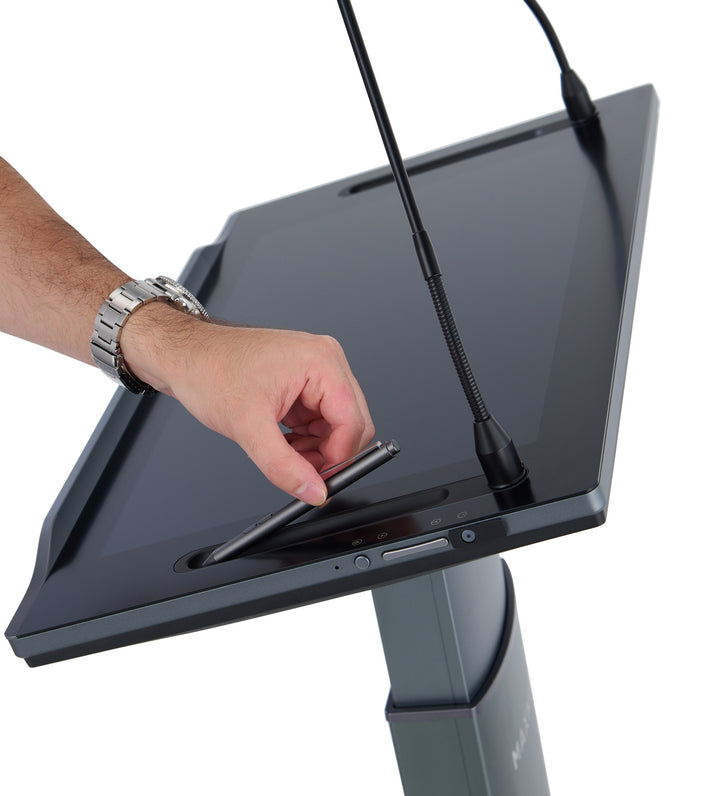 21.5" Touchscreen Smart Lectern, Height Adjustable: MAXHUB XE215CLB, stylus