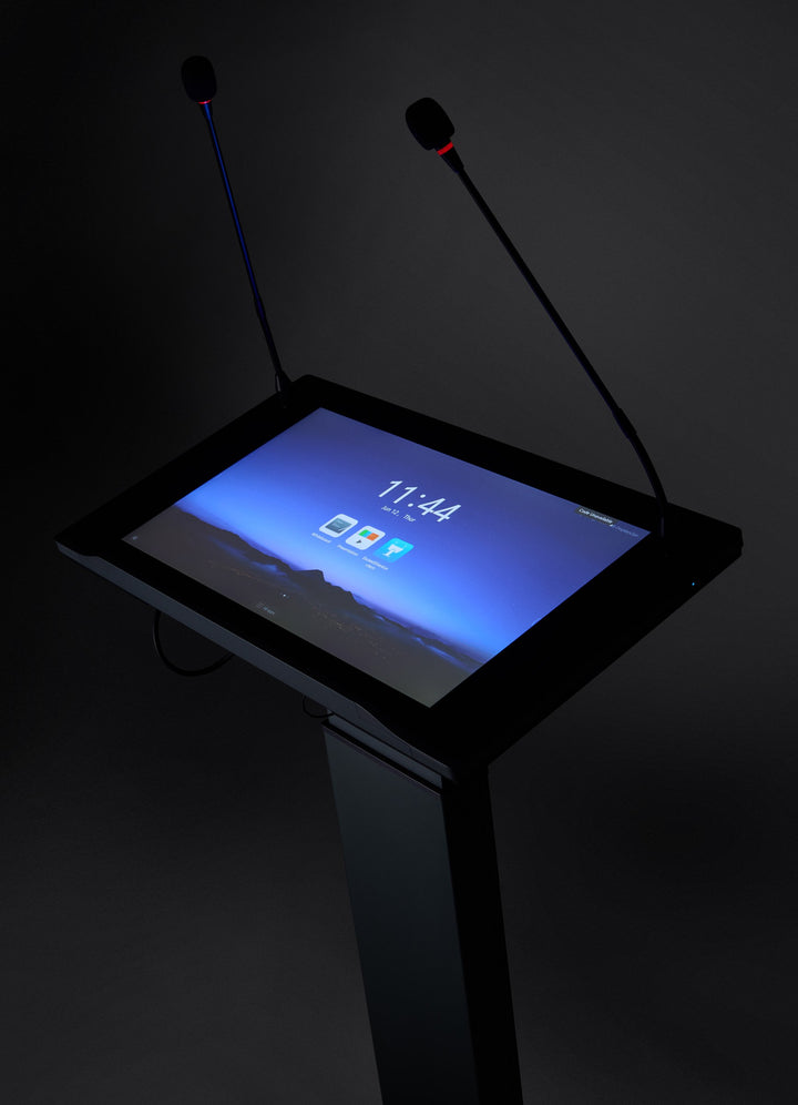 21.5" Touchscreen Smart Lectern, Height Adjustable: MAXHUB XE215CLB, screen on