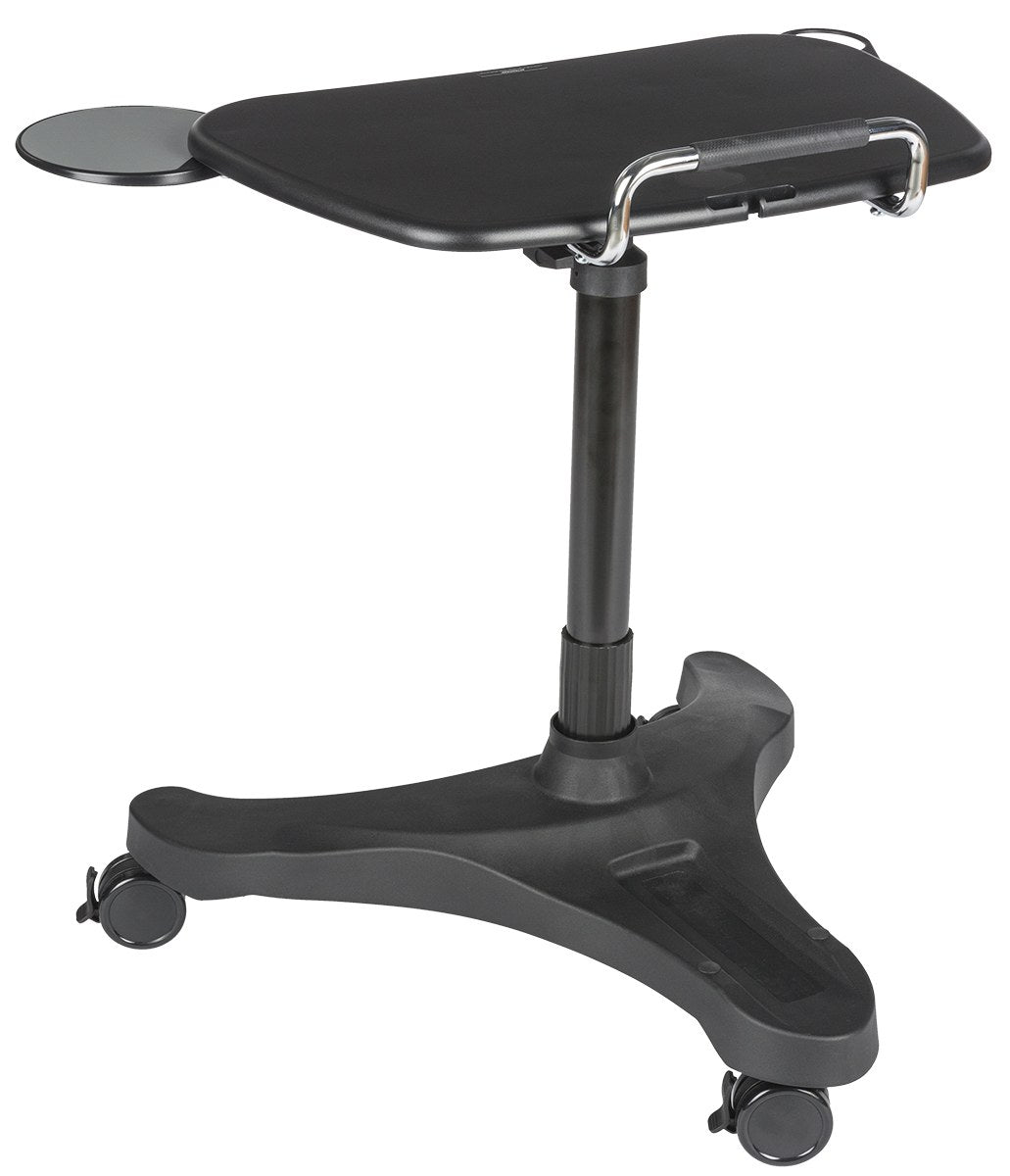 Mobile Sit-Stand Laptop Desk with Mouse Tray and Cup Holder, side view