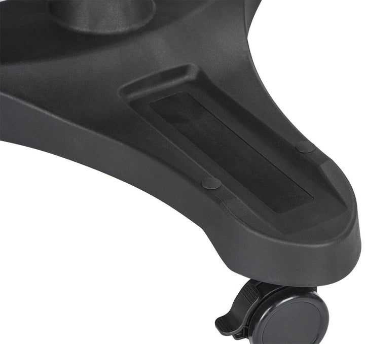 Mobile Sit-Stand Laptop Desk with Mouse Tray and Cup Holder, power strip slot in the base
