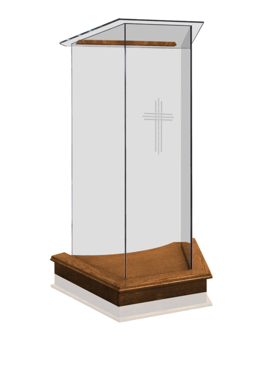 Glass Lectern with Free Etched Logo: The Lectern [NC2] in Red Oak, Clear Glass, Glass Top #pdvariant
