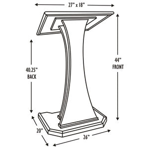 Compact Oak Pulpit: The Speaker Accent Lectern [NC2W], dimension drawing