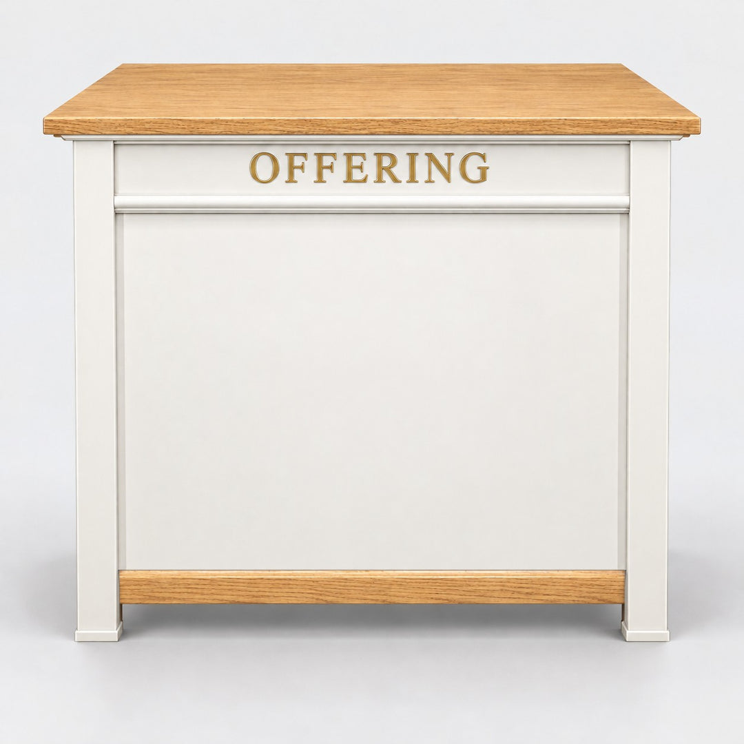 Solid Oak Colonial Offering Desk: 800 in Light Oak, White w/Stained Top & Base #pdvariant