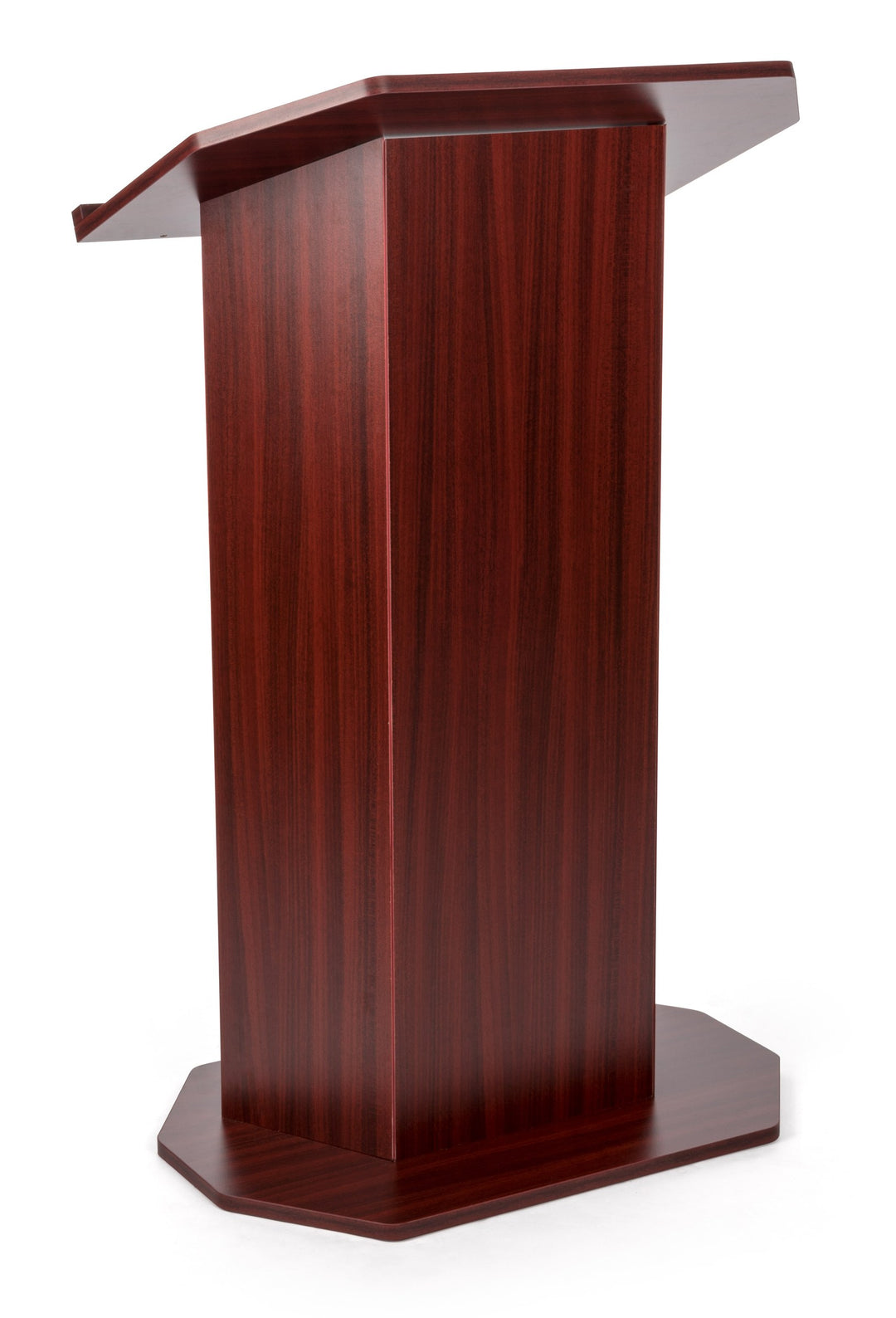 Portable Open-Back Presentation Lectern with Shelf, Mahogany, front view