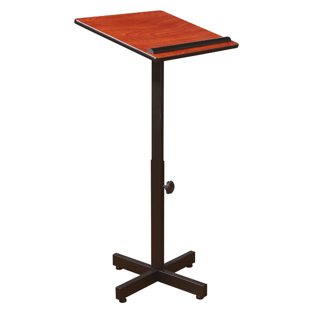 Height-Adjustable Portable Lectern Stand: 70, cherry, front three-quarter view