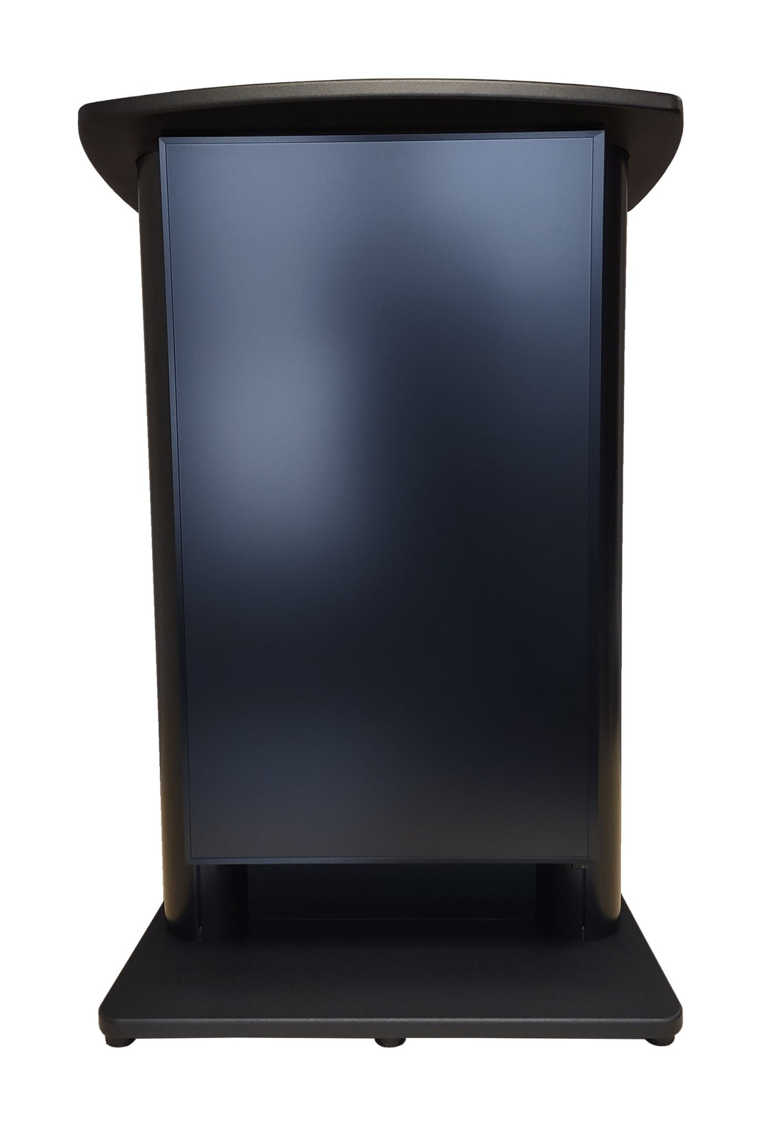 CS2 digital display lectern, black frame, front view of the 43 inch screen