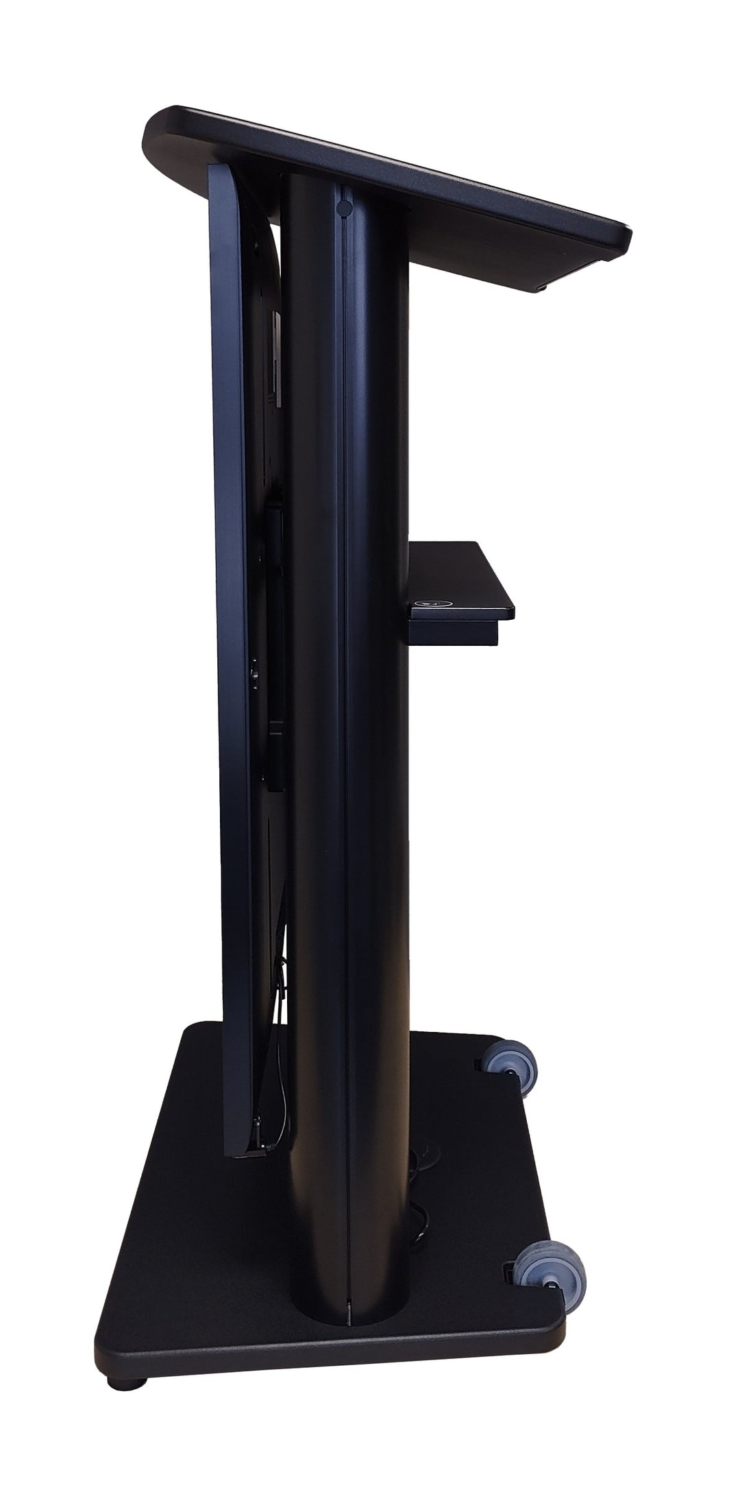 CS2 digital display lectern, black frame, side view