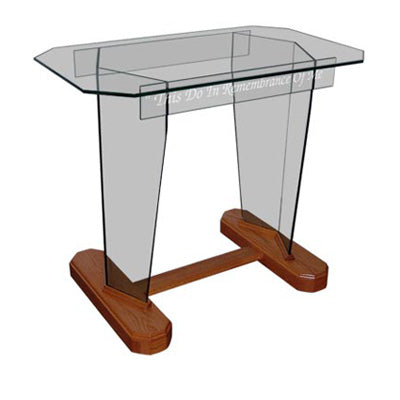 Five-Panel Glass Pulpit and Communion Table Set [NC26 Set], the 48 inch communion table, front view