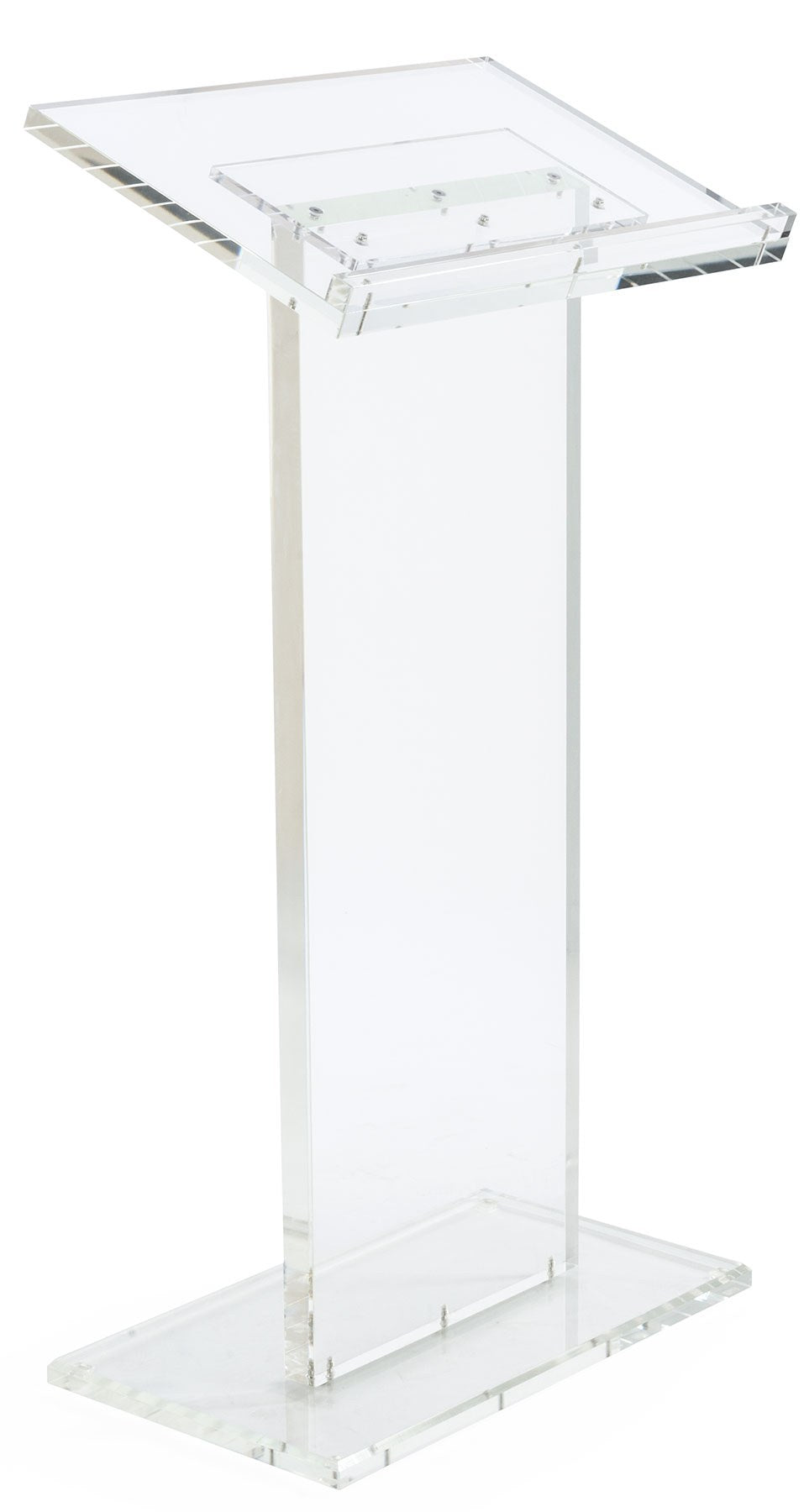 Clear Acrylic Lectern in 1-Inch Slab Acrylic, angled view