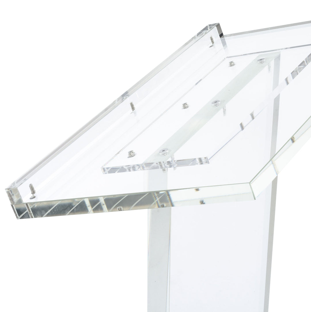 Clear Acrylic Lectern in 1-Inch Slab Acrylic, reading surface