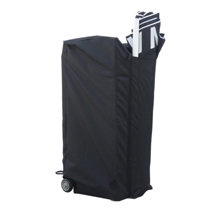 Smart Valet Podium with 100 Key Hooks and Locking Cash Drawer, cover with the umbrella stowed in its side pocket