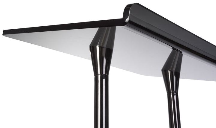 Smoked Acrylic-Top Podium on Black Steel Poles, pole mounts under the top