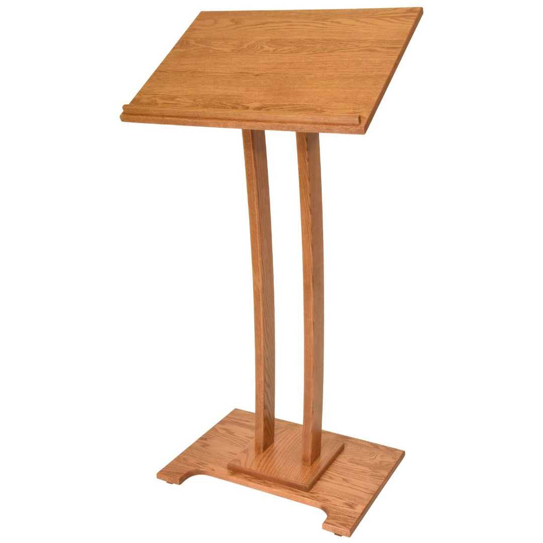 Handcrafted Solid Oak Lectern, Golden Honey Finish, Made in USA, front view