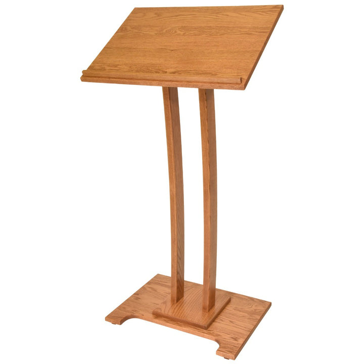Handcrafted Solid Oak Lectern, Golden Honey Finish, Made in USA, front view
