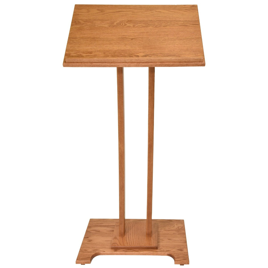 Handcrafted Solid Oak Lectern, Golden Honey Finish, Made in USA, straight on