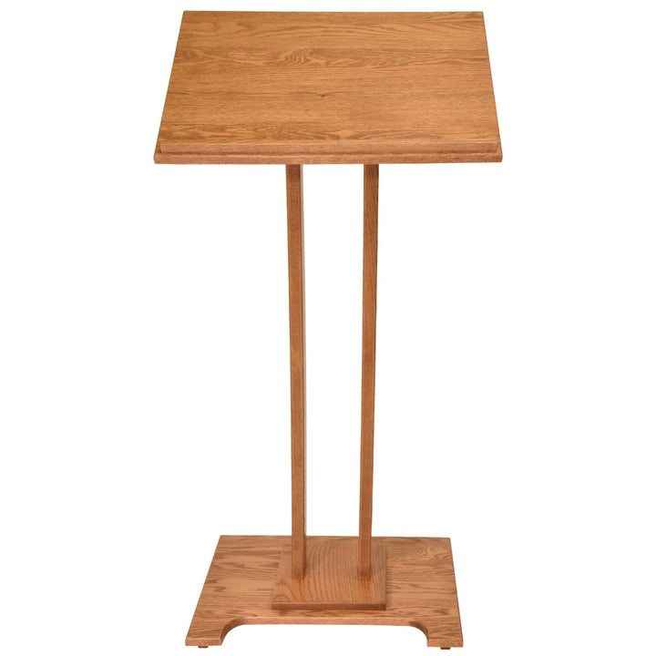 Handcrafted Solid Oak Lectern, Golden Honey Finish, Made in USA, straight on