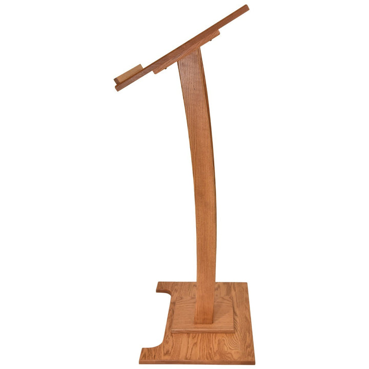 Handcrafted Solid Oak Lectern, Golden Honey Finish, Made in USA, side profile