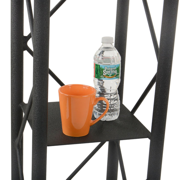 Straight 4-Post Metal Truss Lectern with Shelf, Black, interior shelf