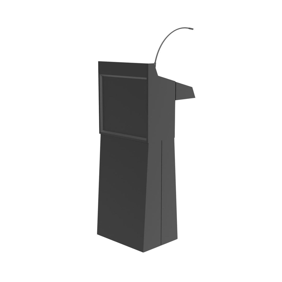 Tabletop Lectern with Built-In Sound System and Wireless Mic, on the optional folding floor stand