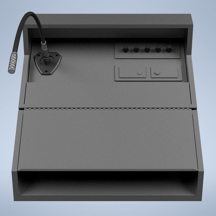 Tabletop Lectern with Built-In Sound System and Wireless Mic, control panel