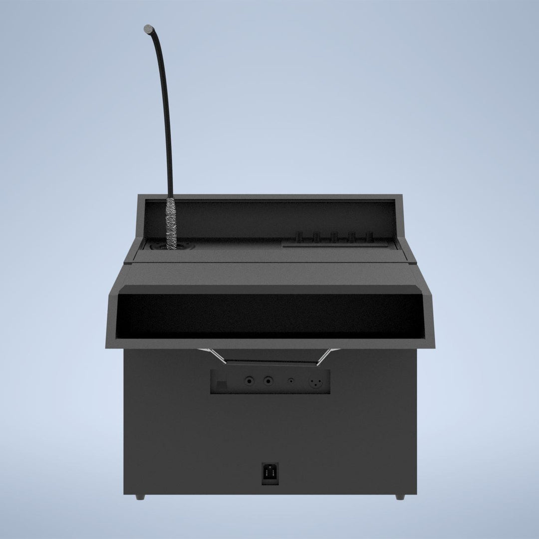 Tabletop Lectern with Built-In Sound System and Wireless Mic, rear connections