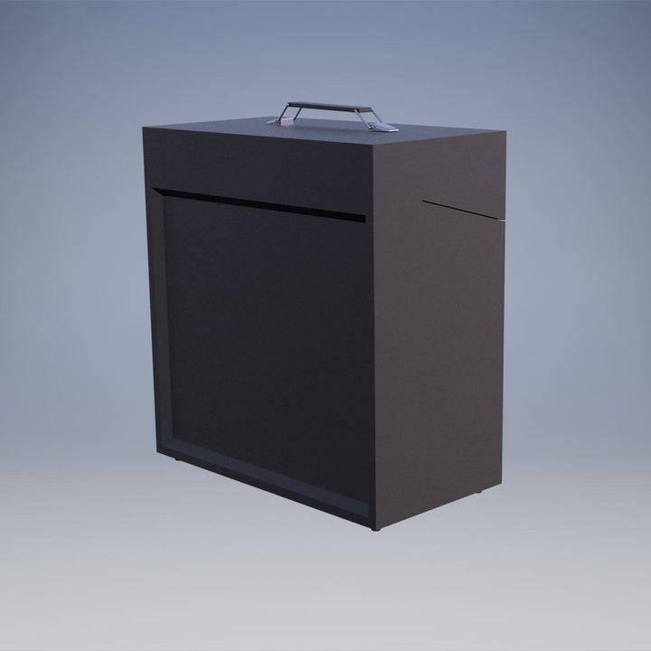 Tabletop Lectern with Built-In Sound System and Wireless Mic, closed for carrying