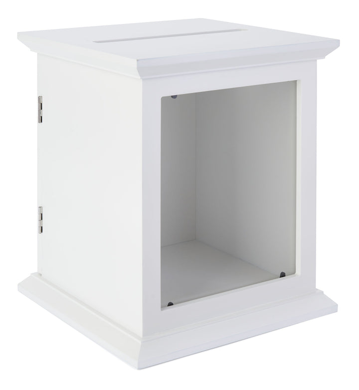 Tithe and Prayer Box with Acrylic Window, White, empty