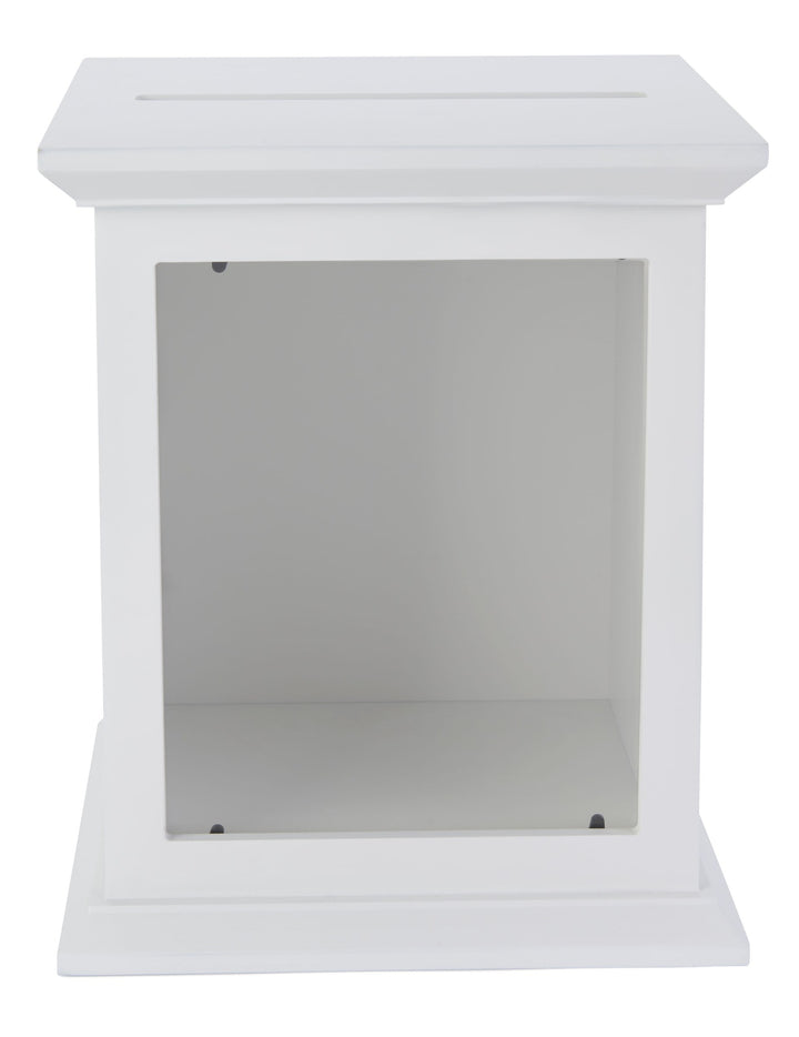 Tithe and Prayer Box with Acrylic Window, White, front view
