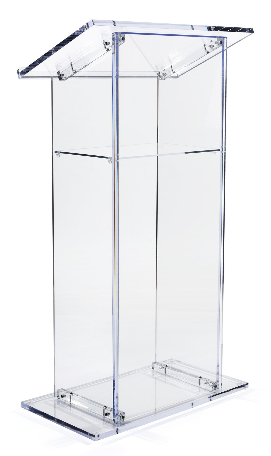 Traditional Acrylic Lectern with Shelf, clear, front view