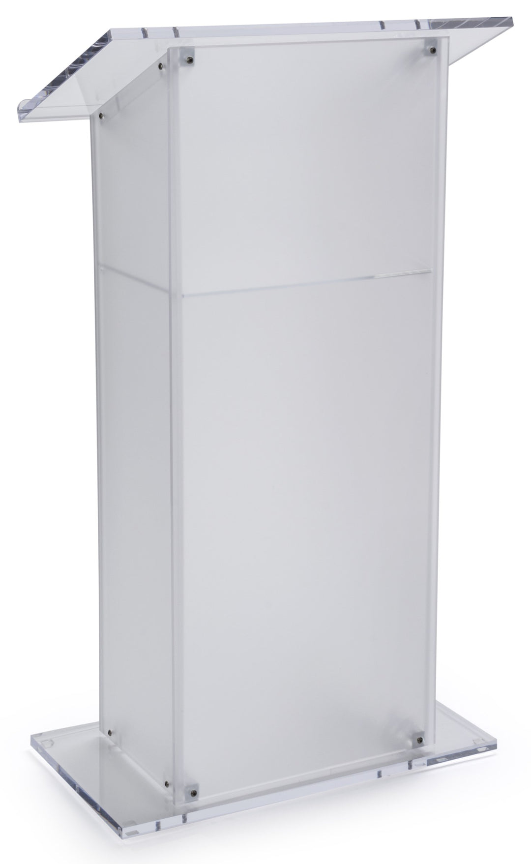 Traditional Acrylic Lectern with Shelf, frosted, front view