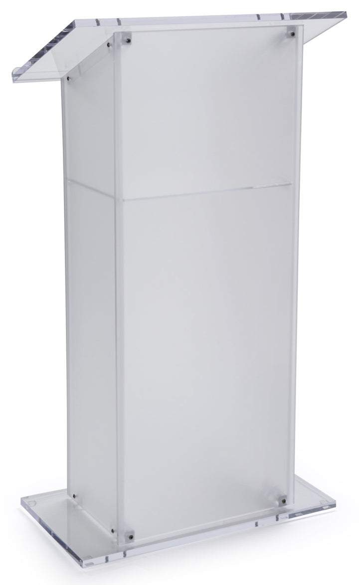 Traditional Acrylic Lectern with Shelf, frosted, front view