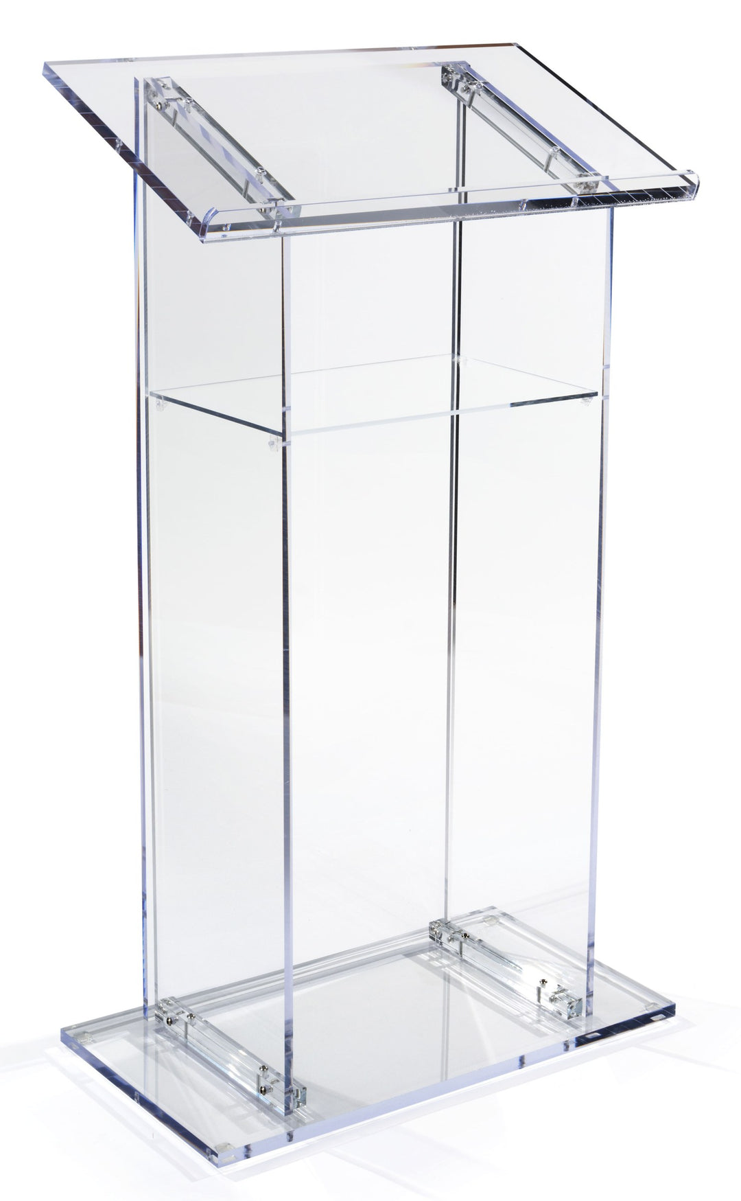 Traditional Acrylic Lectern with Shelf, clear, speaker side