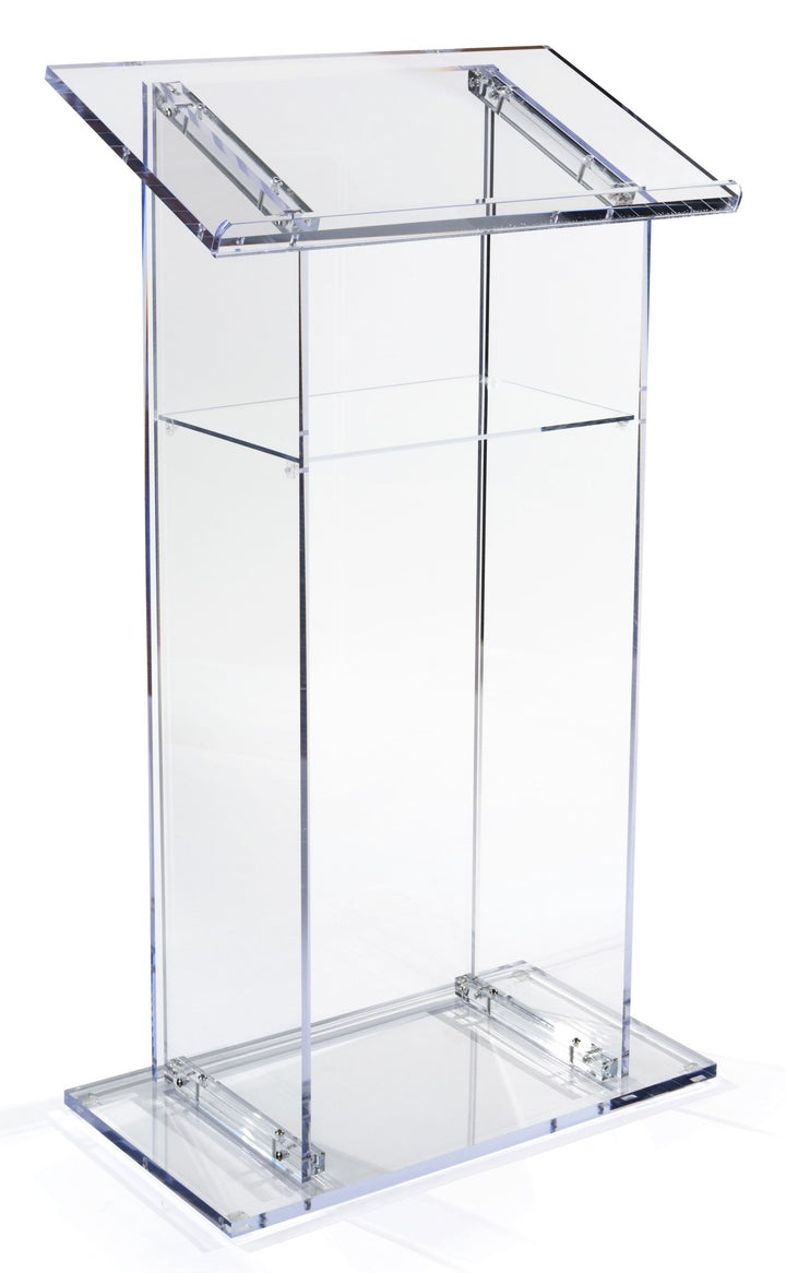 Traditional Acrylic Lectern with Shelf, clear, speaker side