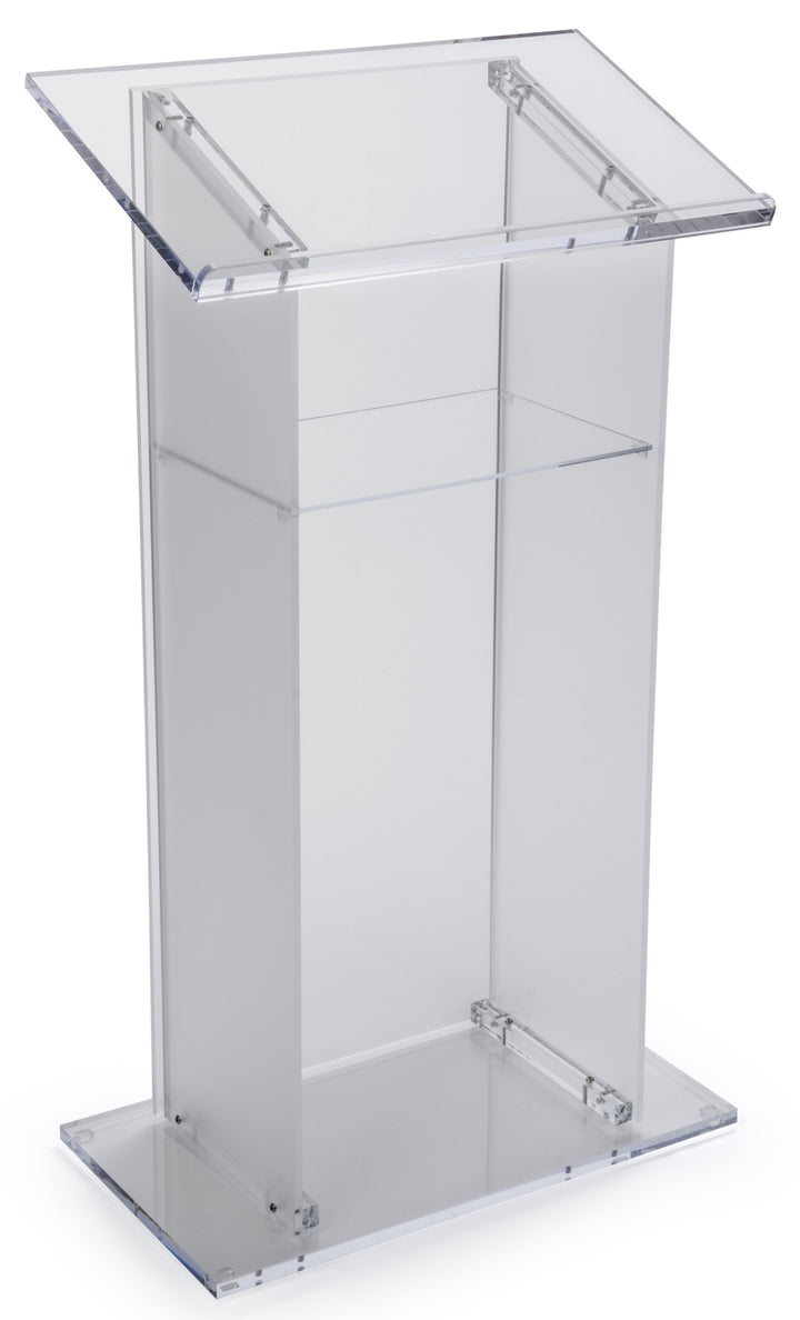 Traditional Acrylic Lectern with Shelf, frosted, speaker side