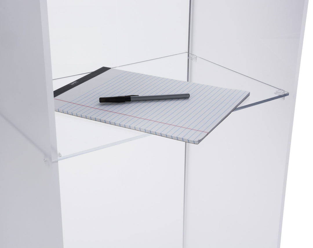 Traditional Acrylic Lectern with Shelf, frosted, interior shelf