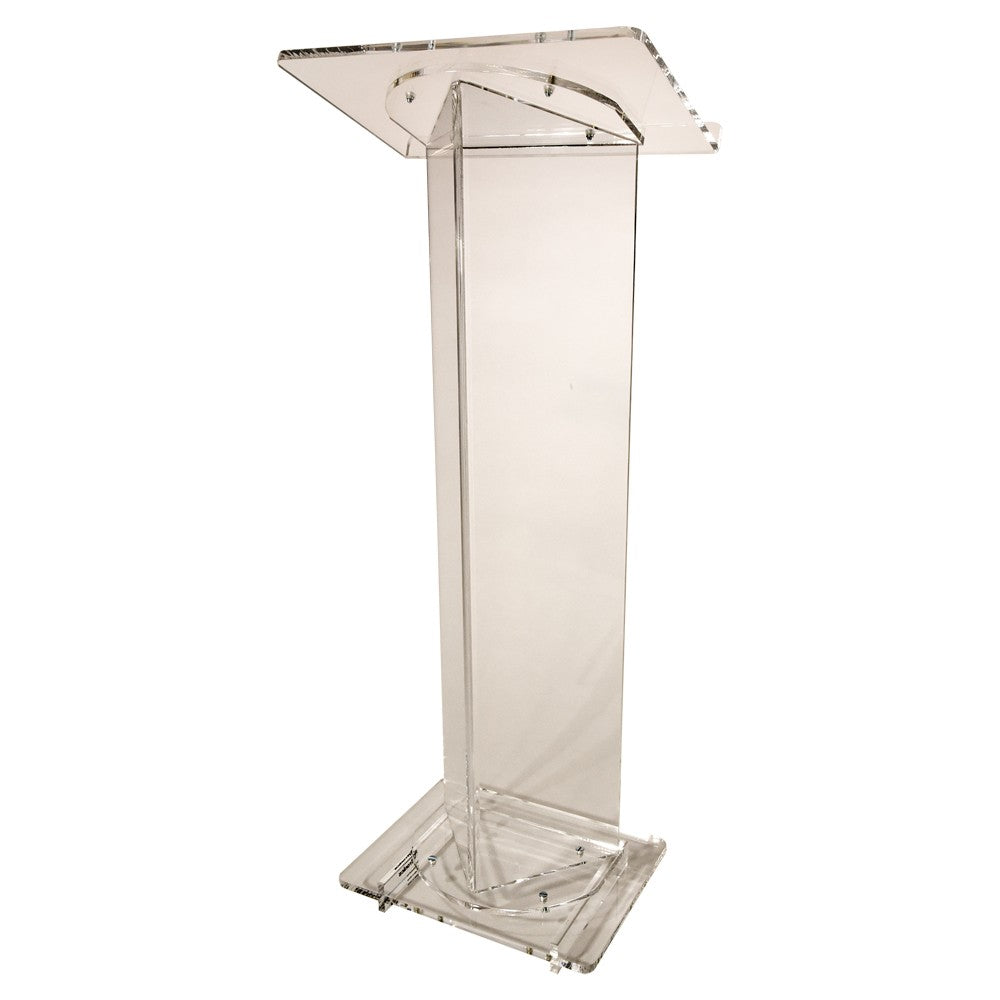 Triangle Clear Acrylic Lectern, front view