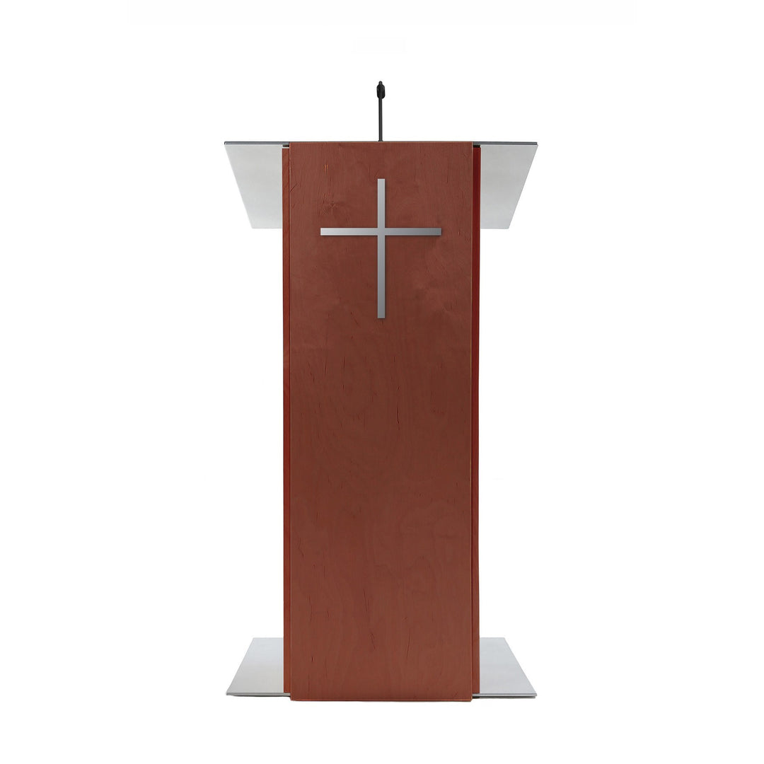 Contemporary Lectern and Podium K-2, Front View All Mahogany