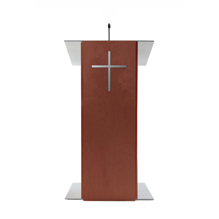 Contemporary Lectern and Podium K-2, Front View All Mahogany