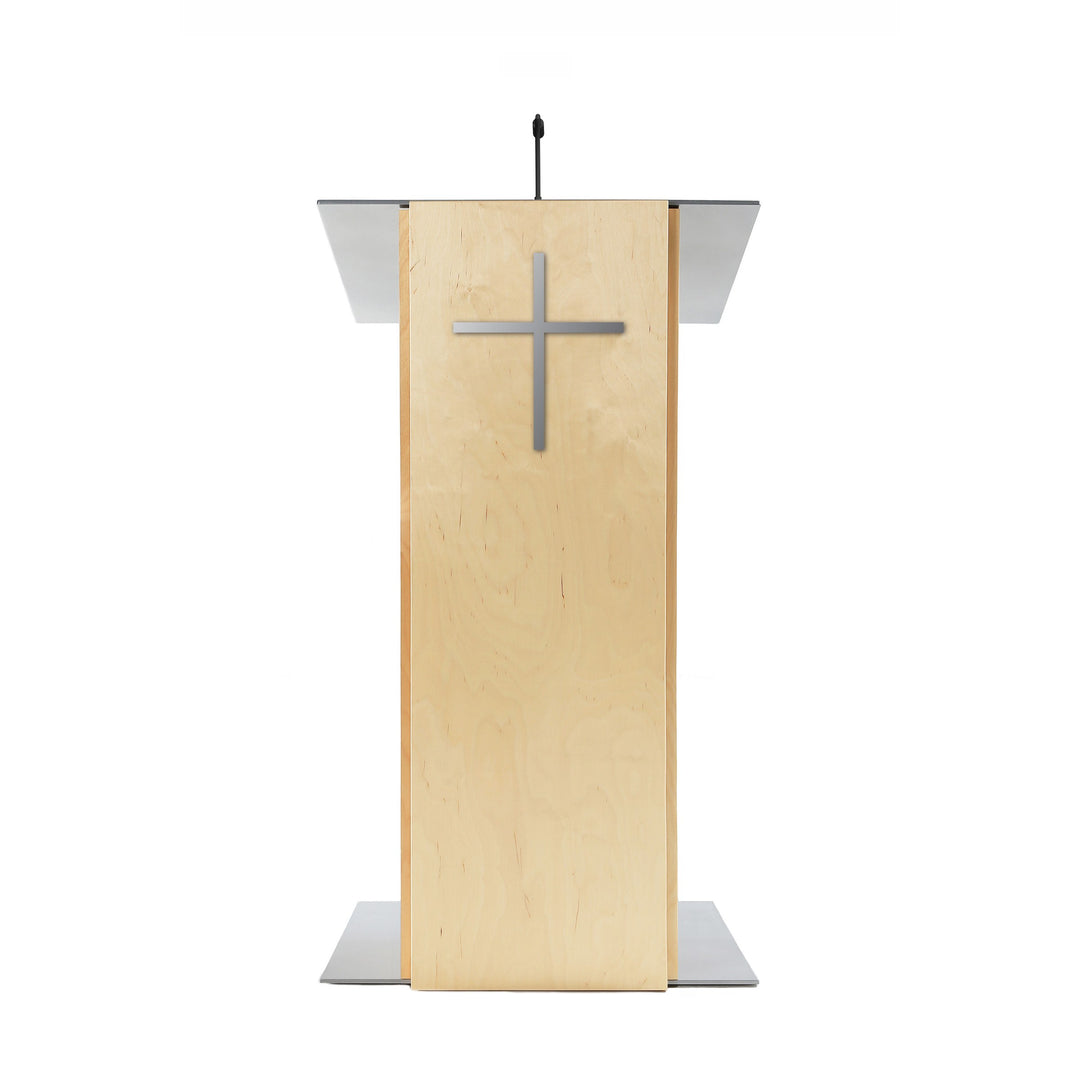 Contemporary Lectern and Podium K-2, Front View with Cross