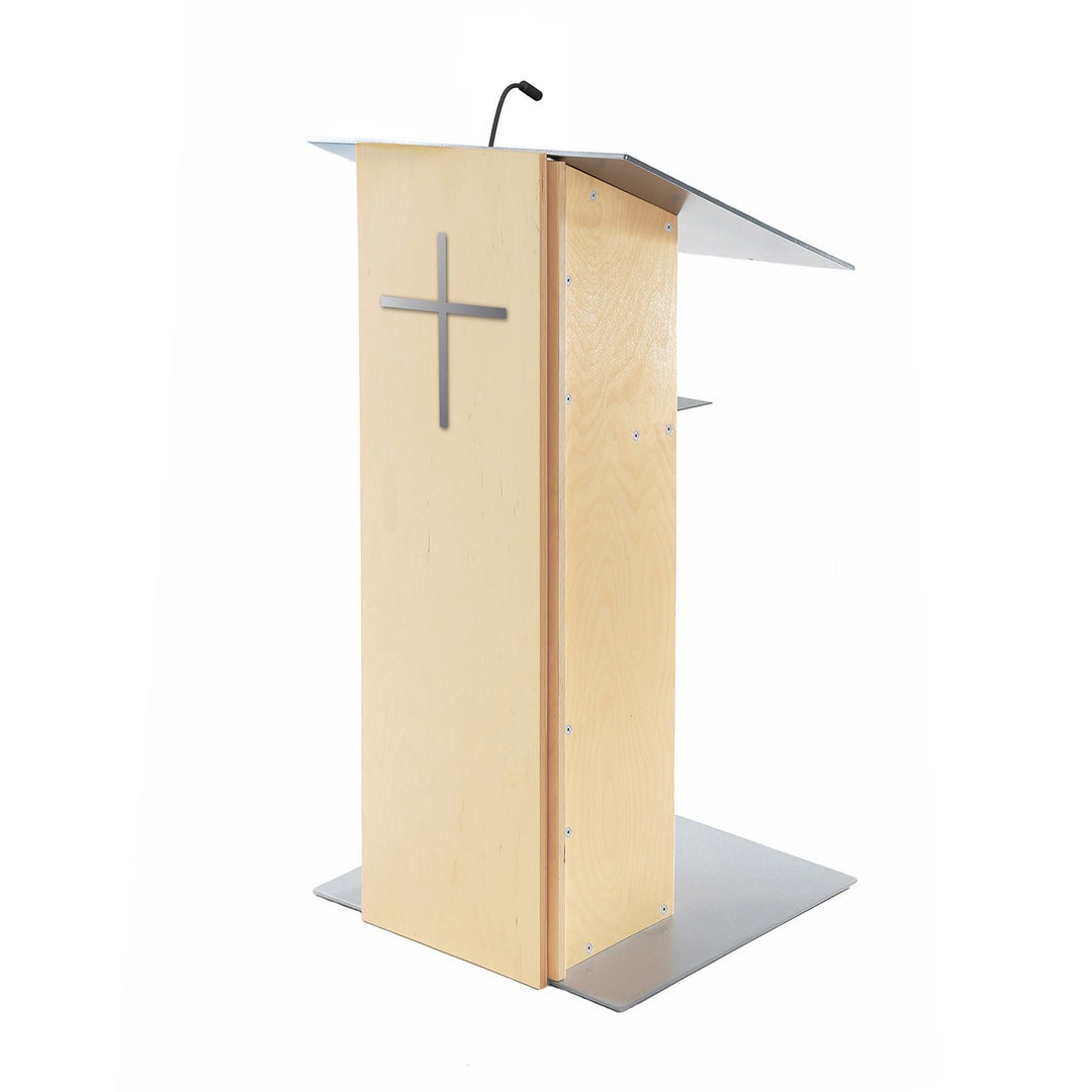 Contemporary Lectern and Podium K-2, Side View with Cross