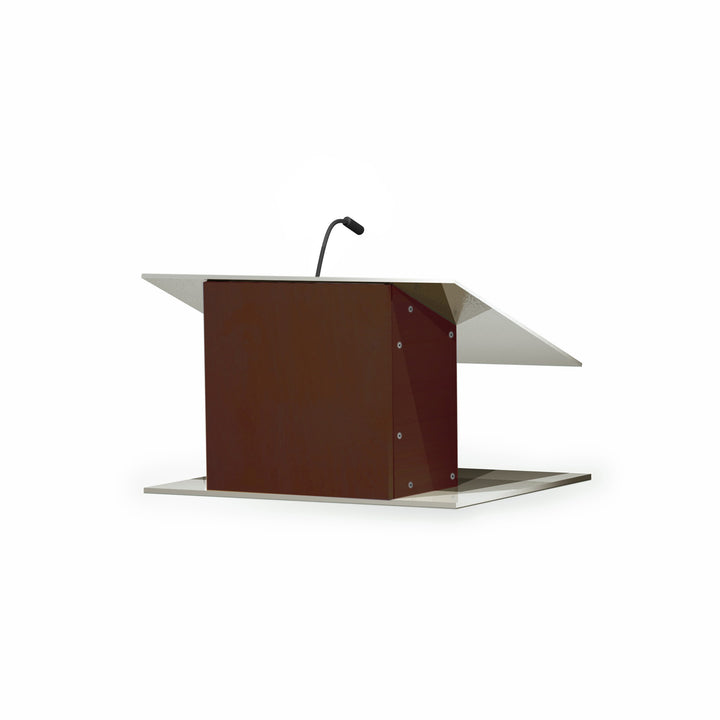 Contemporary Table Top Lectern K-9, Angle View Mahogany