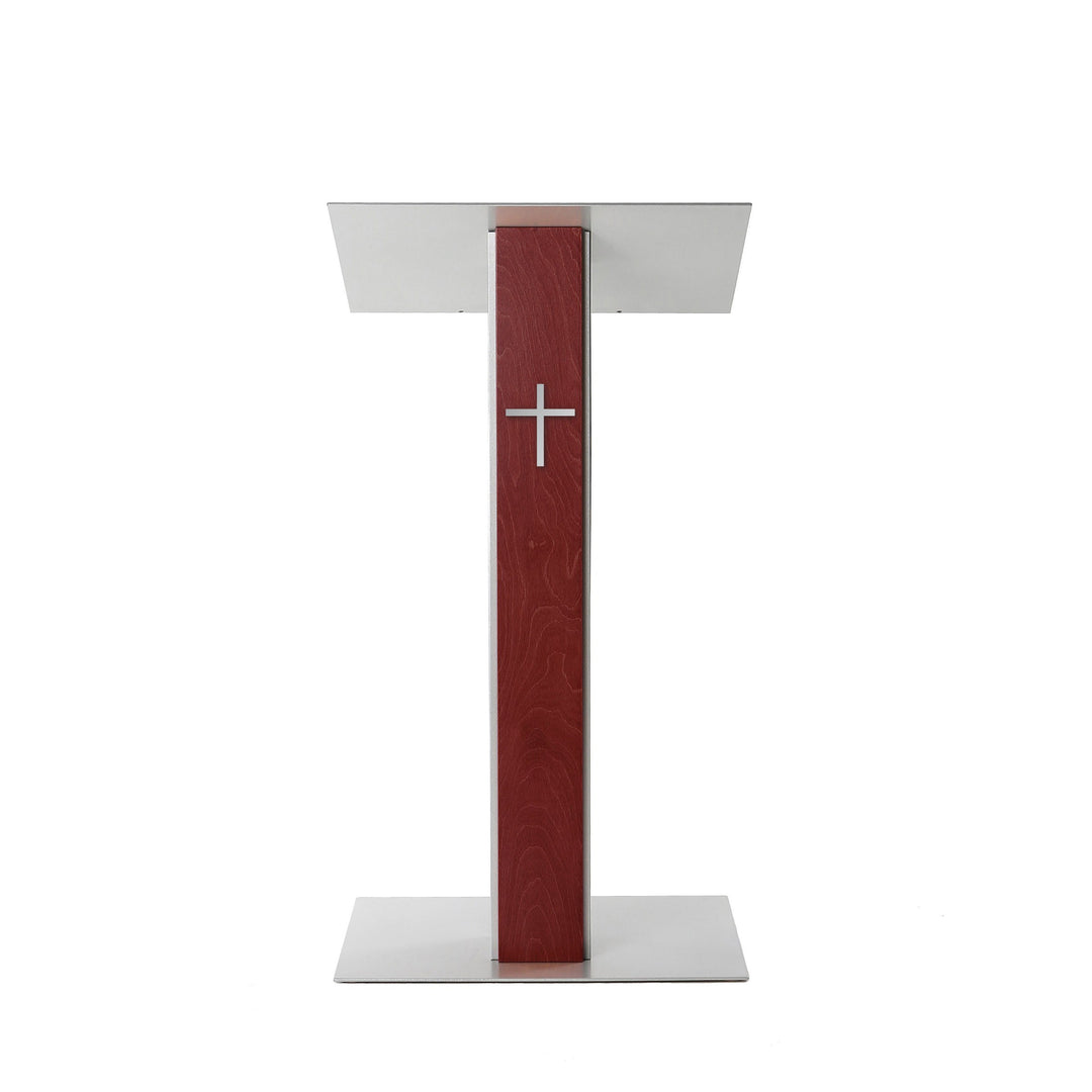 Contemporary Lectern and Podium Y-5 in Mahogany with the cross