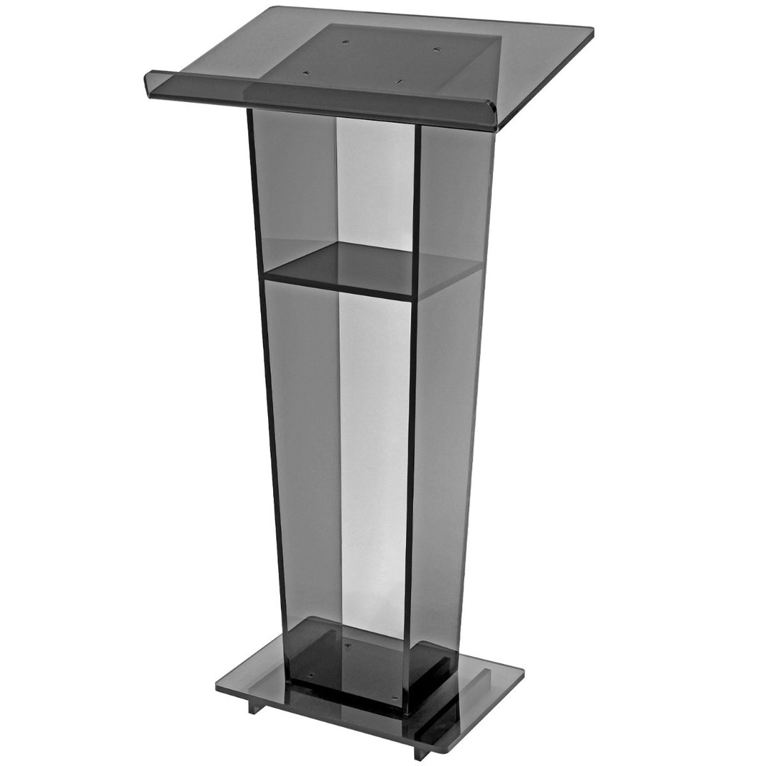 Vail Gray Acrylic Lectern with Tapered Body, angled view from above