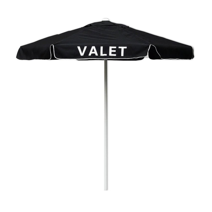 6 Foot Valet Podium Umbrella, Aluminum Frame, Black, Red, or White, black, printed valet