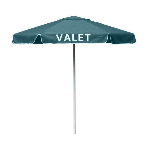 6 foot valet podium umbrella, green, printed VALET