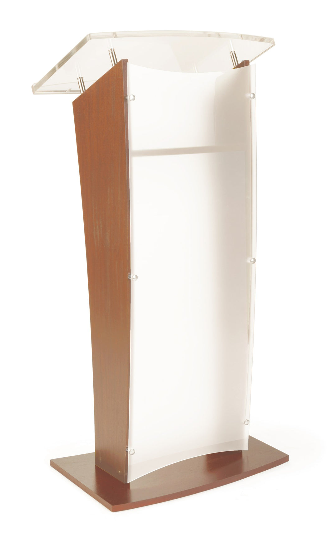 Wood Lectern with Frosted Acrylic Front Panel and Top, maple, front view