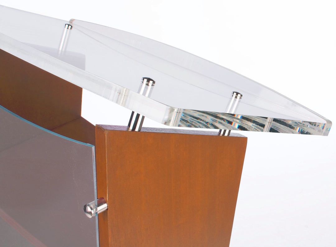 Wood Lectern with Frosted Acrylic Front Panel and Top, maple, acrylic top detail
