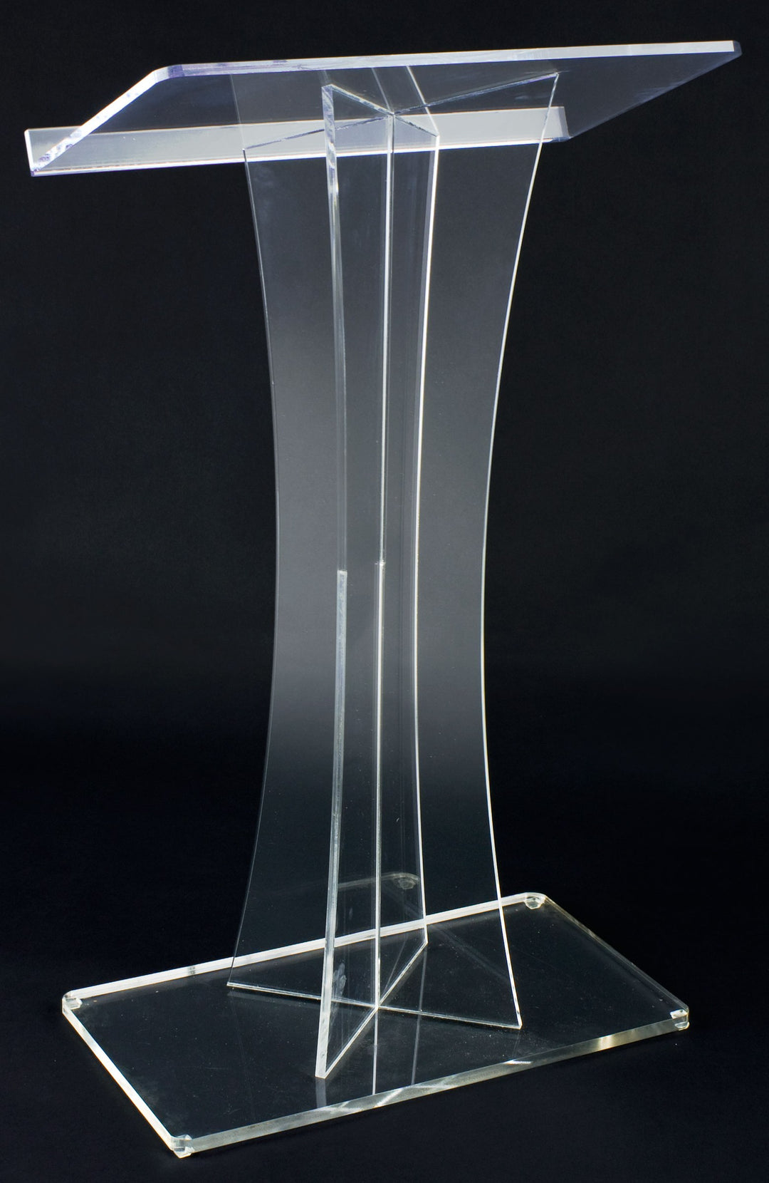Clear Acrylic Lectern with X-Shaped Post, front view